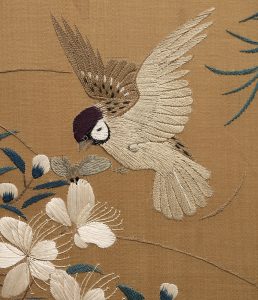 Japan i Kongehuset, silkeskærm fra 1800-tallet, detalje 1